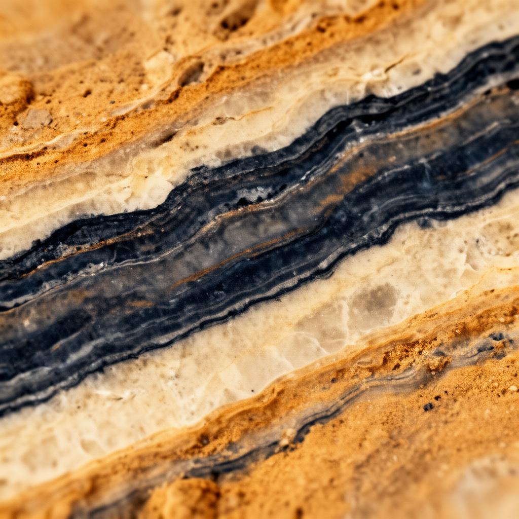 Macro view of layered sedimentary core sample